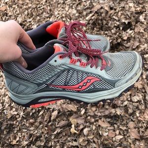 ASICS running/trail shoes (pink, purple, gray)